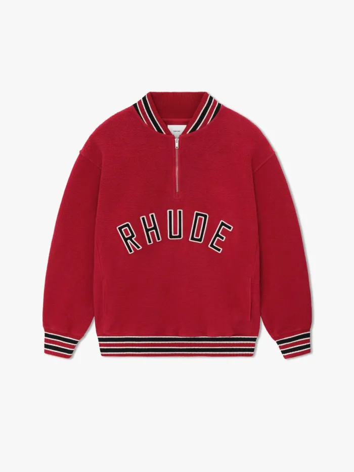 Men Rhude Sweatshirts QUARTERZIP VARSITY Vintage Red