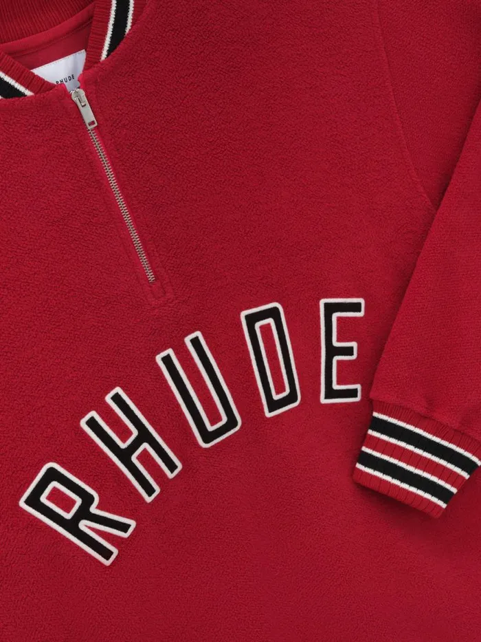 Men Rhude Sweatshirts QUARTERZIP VARSITY Vintage Red