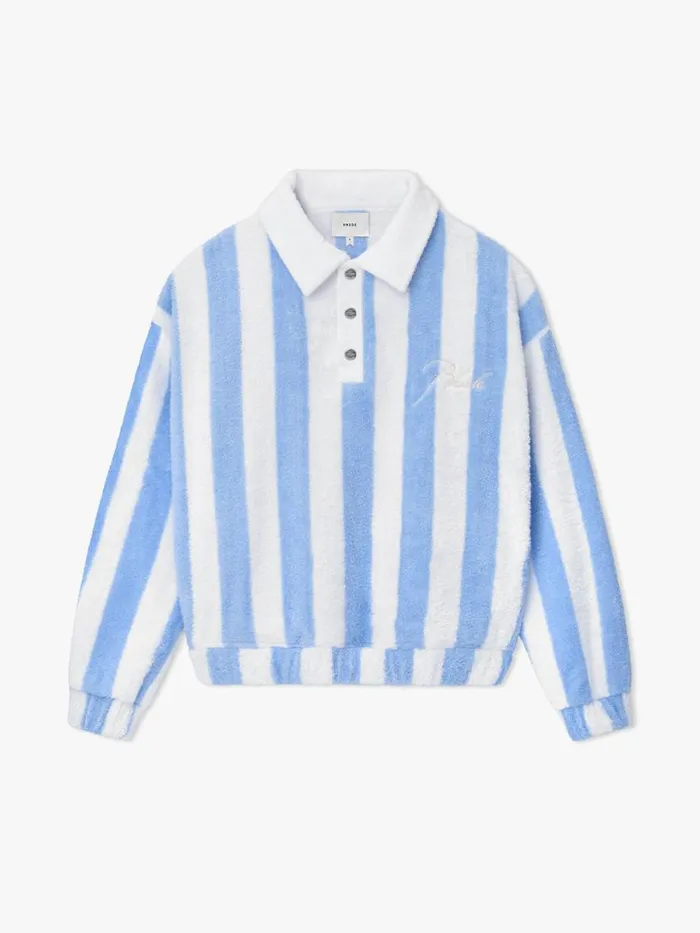 Men Rhude Sweatshirts STRIPED LOOP TERRY POLO Whitelight Blue