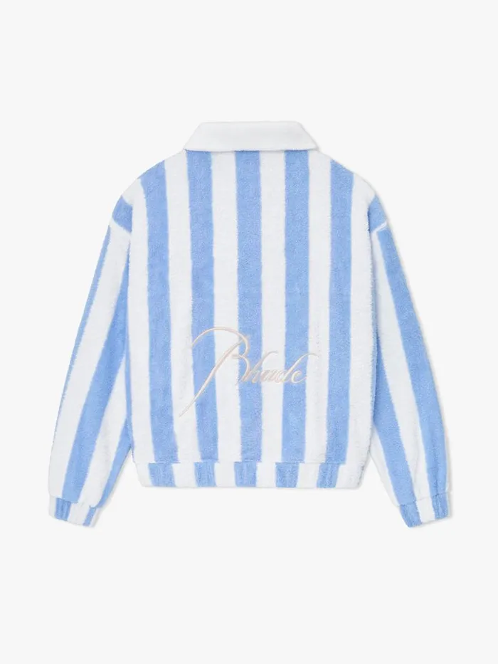 Men Rhude Sweatshirts STRIPED LOOP TERRY POLO Whitelight Blue