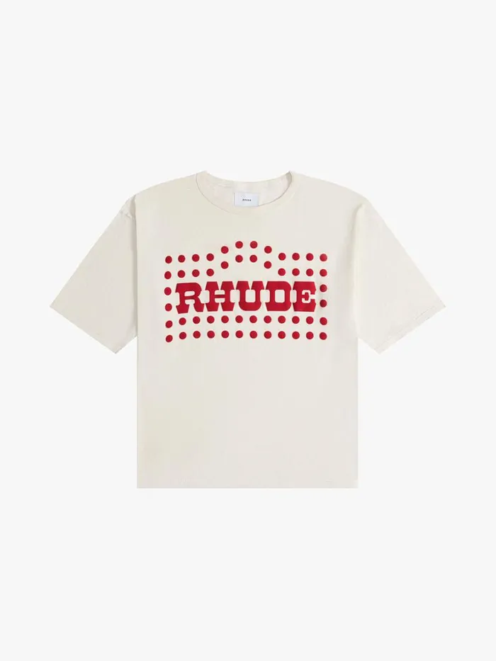 Men Rhude Tees FLOCKED BURNOUT TEE Vtg White