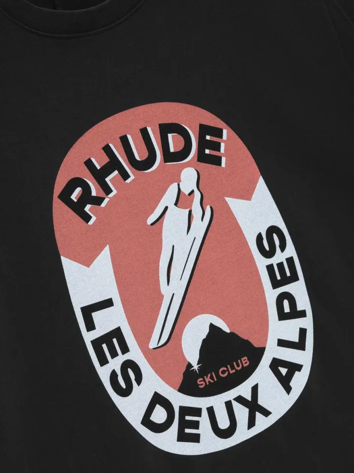 Men Rhude Tees LES DEUX ALPES TEE Vtg Black Men Rhude Tees LES DEUX ALPES TEE Vtg Black