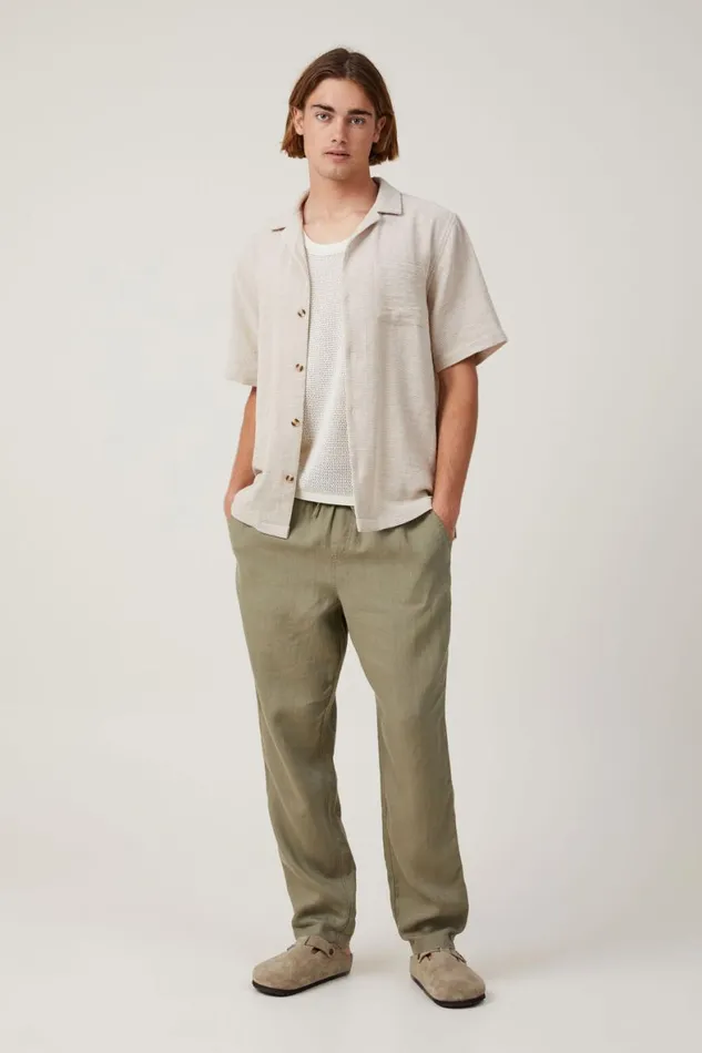 Men Shirts and Polos Cotton On Palma Short Sleeve Shirt Ecru
