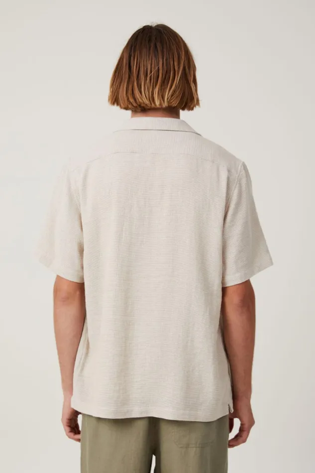 Men Shirts and Polos Cotton On Palma Short Sleeve Shirt Ecru