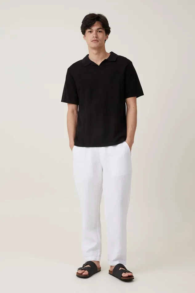Men Shirts and Polos Cotton On Resort Short Sleeve Polo Black