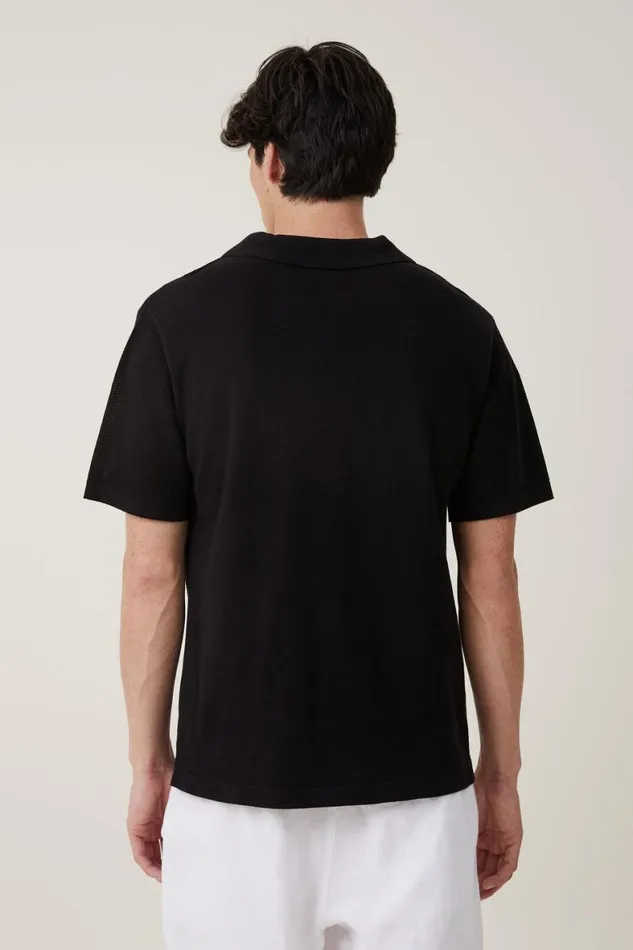 Men Shirts and Polos Cotton On Resort Short Sleeve Polo Black