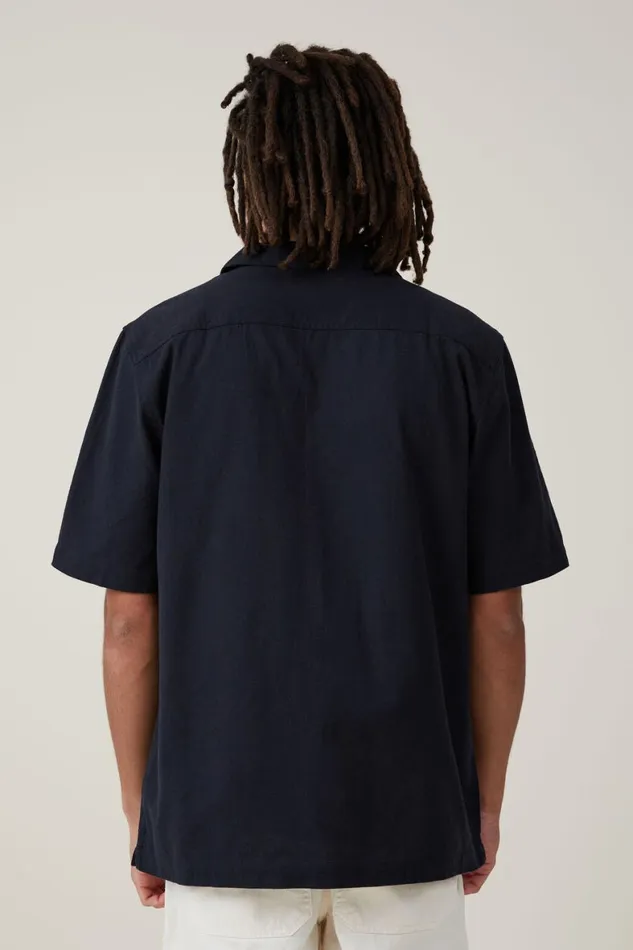 Men Shirts and Polos Cotton On Utility Short Sleeve Shirt Black