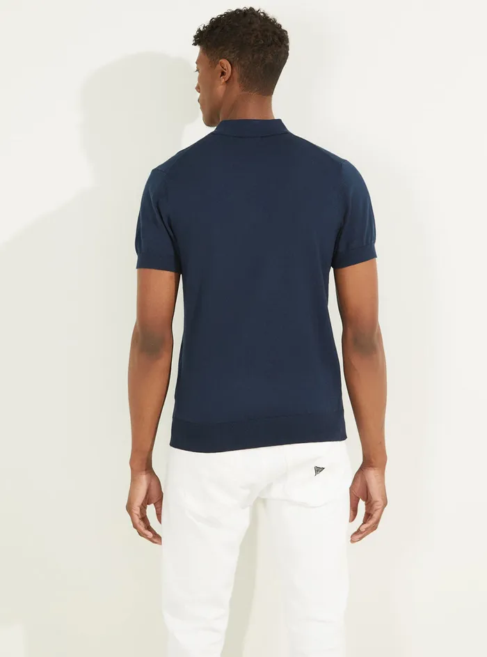 Men Shirts GUESS Silk Blue Bryan Polo Tshirt Men Shirts GUESS Silk Blue Bryan Polo Tshirt