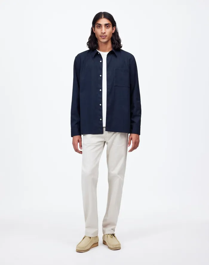 Men Shirts Madewell Twill Easy LongSleeve Shirt Heather Blue Twill