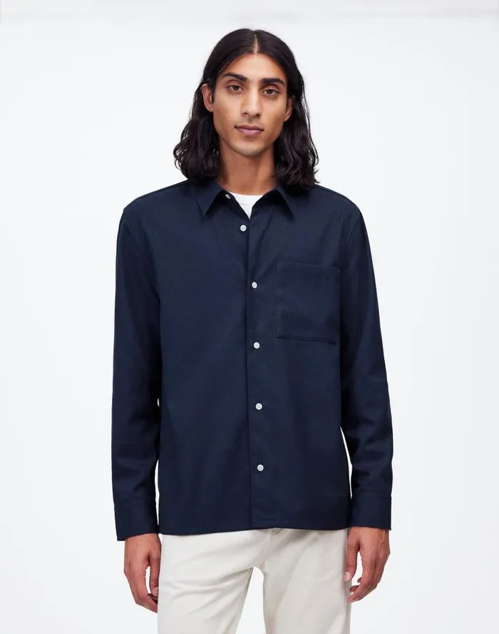 Men Shirts Madewell Twill Easy LongSleeve Shirt Heather Blue Twill