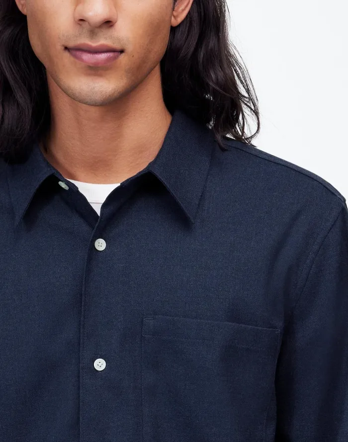 Men Shirts Madewell Twill Easy LongSleeve Shirt Heather Blue Twill