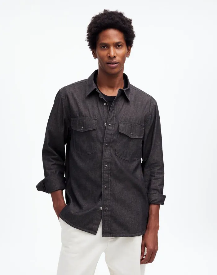 Men Shirts Madewell Western Easy Shirt In Chambray Kennedale Wash