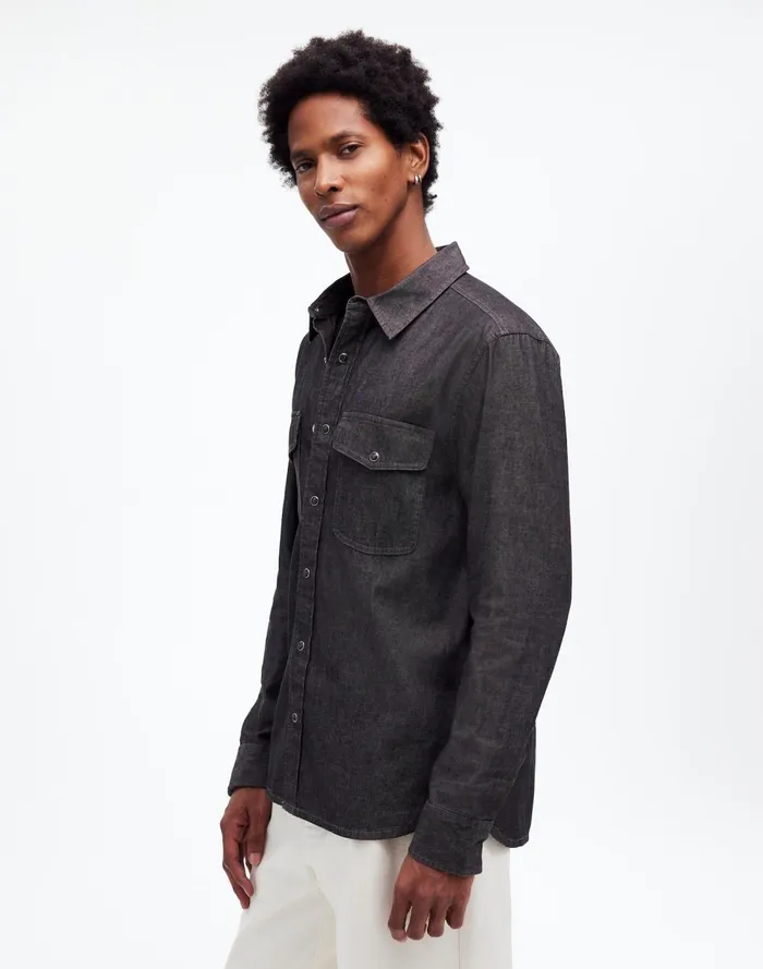 Men Shirts Madewell Western Easy Shirt In Chambray Kennedale Wash