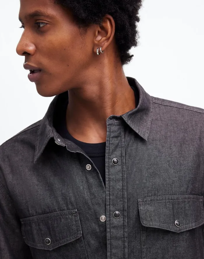 Men Shirts Madewell Western Easy Shirt In Chambray Kennedale Wash