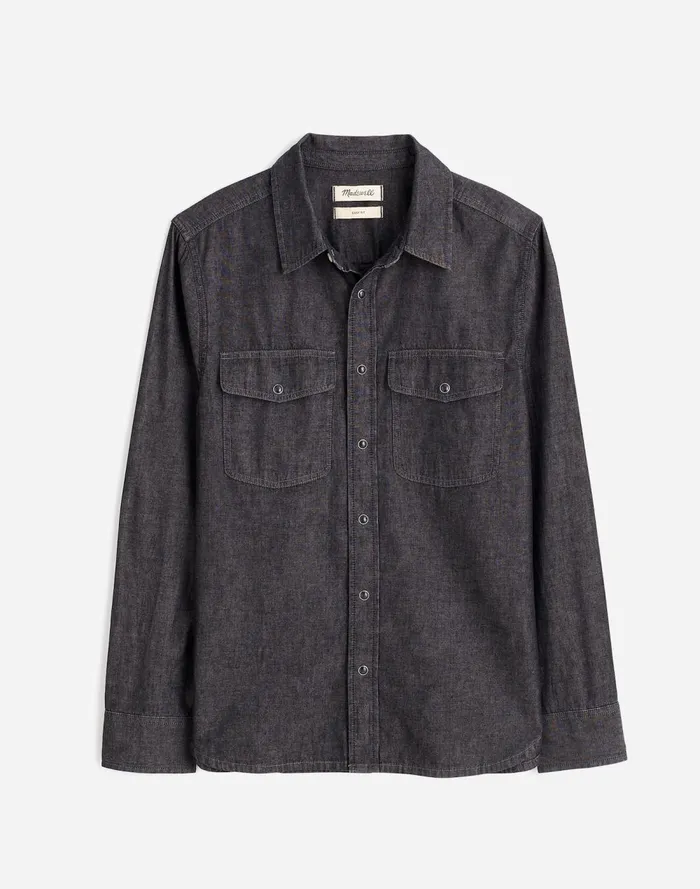 Men Shirts Madewell Western Easy Shirt In Chambray Kennedale Wash