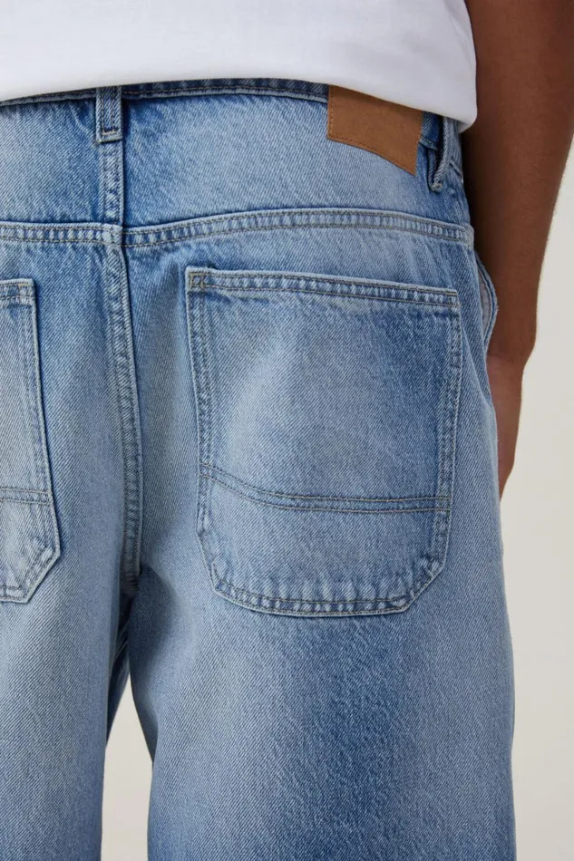 Men Shorts Cotton On Baggy Denim Short Cannonball Blue