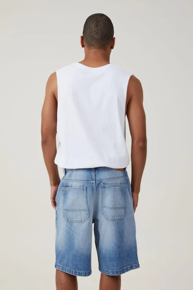 Men Shorts Cotton On Baggy Denim Short Cannonball Blue