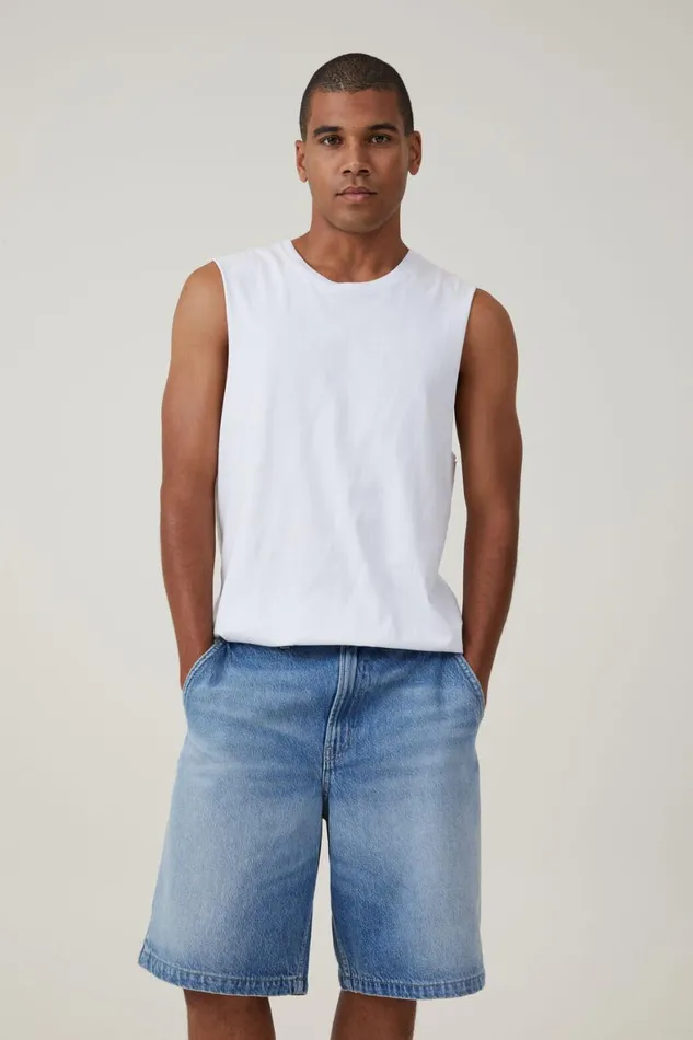 Men Shorts Cotton On Baggy Denim Short Cannonball Blue