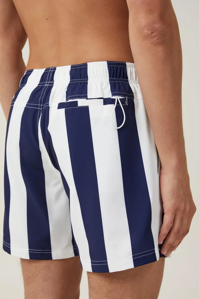 Men Shorts Cotton On Stretch Swim Short Navy Resort Stripe