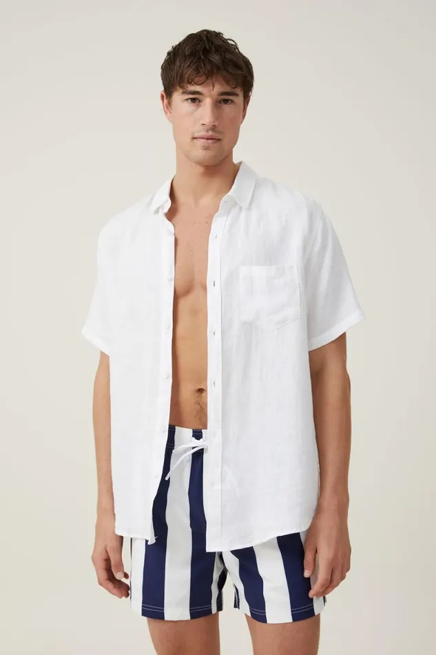 Men Shorts Cotton On Stretch Swim Short Navy Resort Stripe