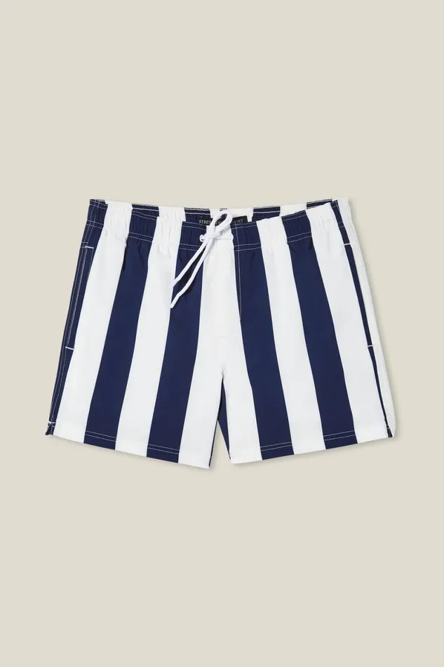Men Shorts Cotton On Stretch Swim Short Navy Resort Stripe