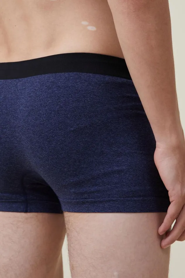 Men Socks and Underwear Cotton On Seamless Trunks Navy Marleblack