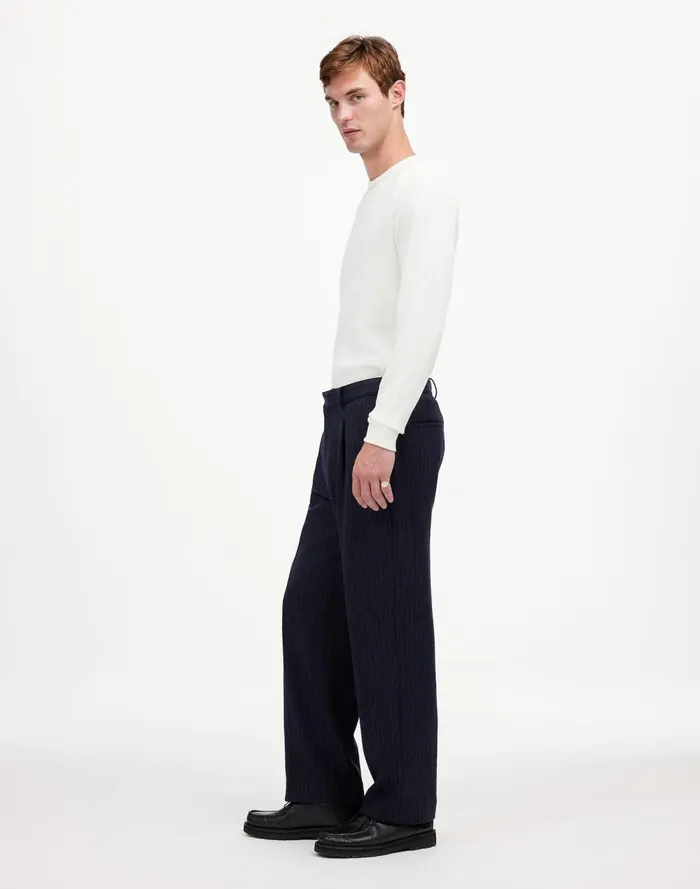 Men Suiting Madewell The Roebling Pleated Trouser In Italian Fabric Dark Navy