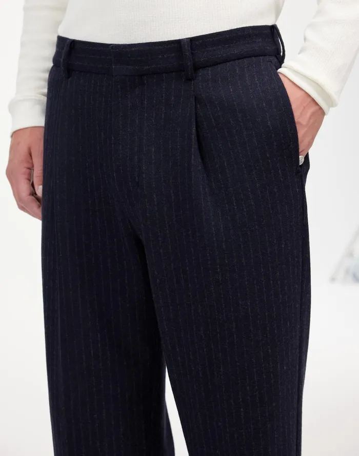 Men Suiting Madewell The Roebling Pleated Trouser In Italian Fabric Dark Navy