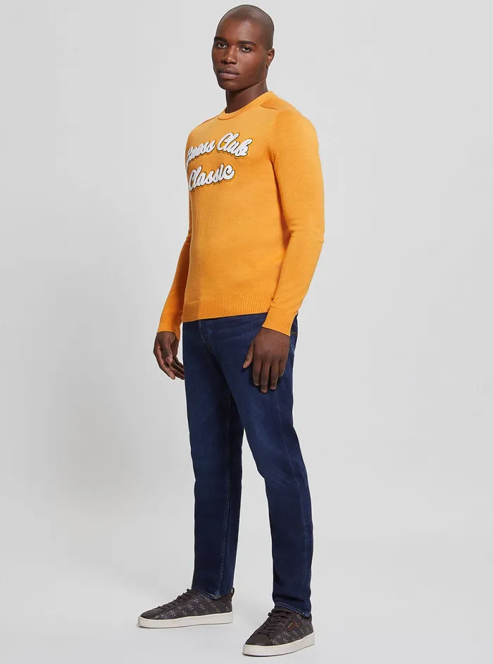 Men Sweaters and Knits GUESS Burned Caramel Rick Varsity Jumper