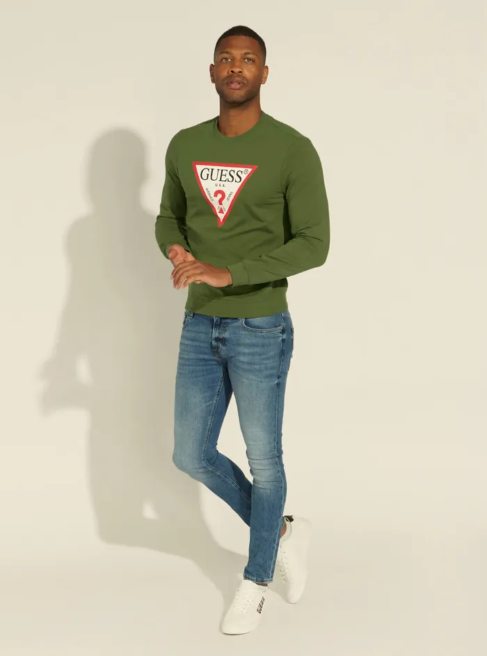 Men Sweaters and Knits GUESS Green Audley Fleece Jumper