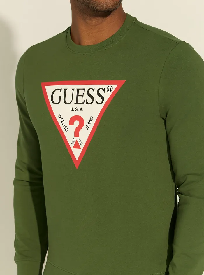 Men Sweaters and Knits GUESS Green Audley Fleece Jumper