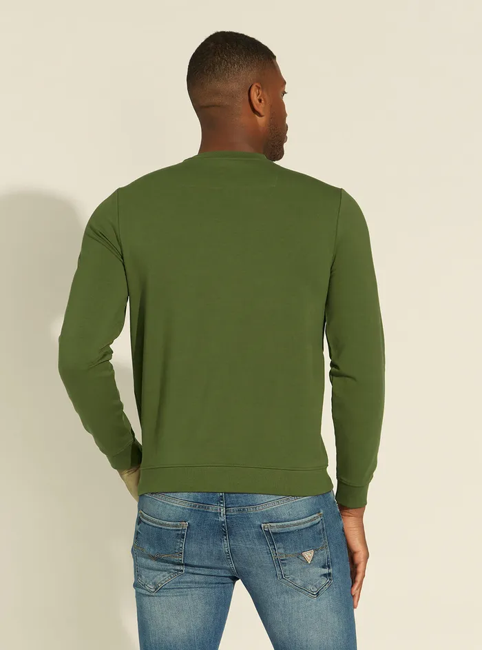 Men Sweaters and Knits GUESS Green Audley Fleece Jumper