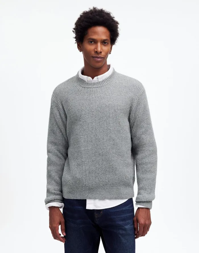 Men Sweaters Madewell The Wyckoff Sweater Grey Marl