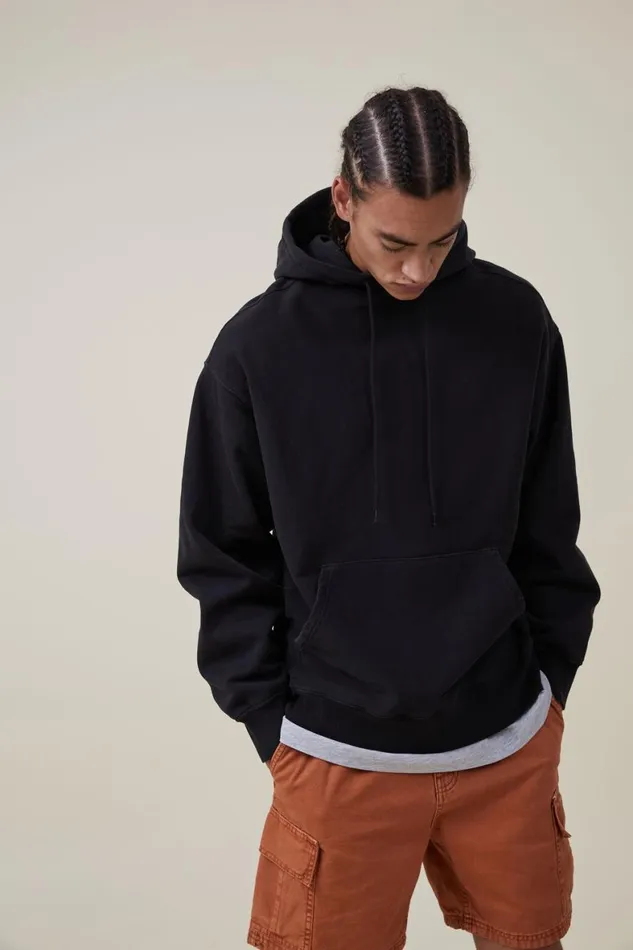 Men Sweats and Hoodies Cotton On Oversized Hoodie Washed Black