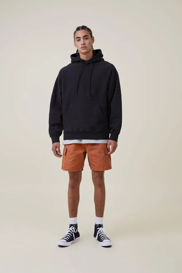 Men Sweats and Hoodies Cotton On Oversized Hoodie Washed Black