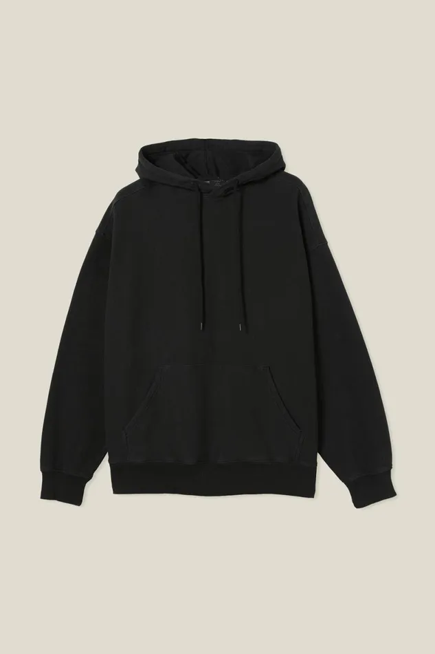 Men Sweats and Hoodies Cotton On Oversized Hoodie Washed Black