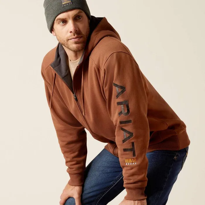 Men Sweatshirts and Hoodies Ariat Rebar AllWeather Full Zip Hoodie Aztec