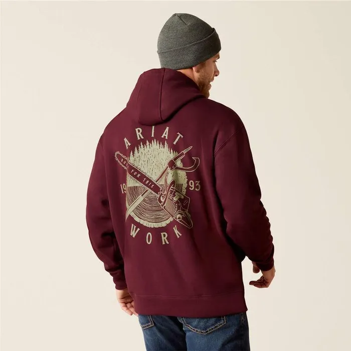 Men Sweatshirts and Hoodies Ariat Rebar Workman Chainsaw Hoodie Malbec