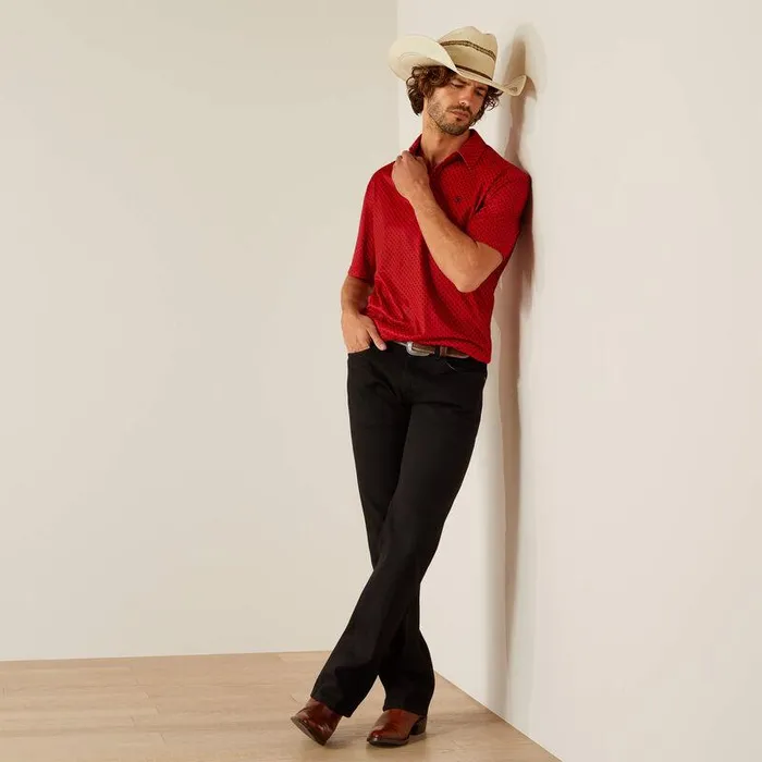 Men TShirts and Polos Ariat All Over Print Polo Haute Red