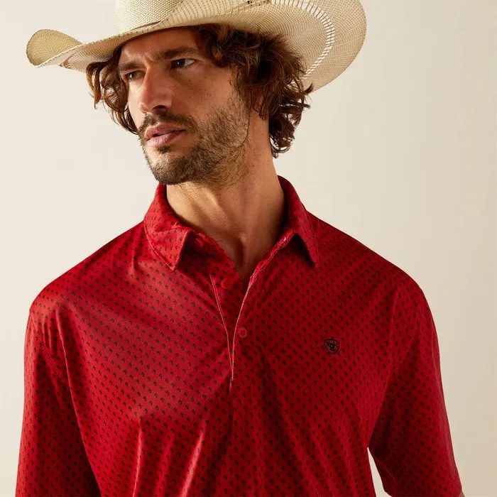 Men TShirts and Polos Ariat All Over Print Polo Haute Red