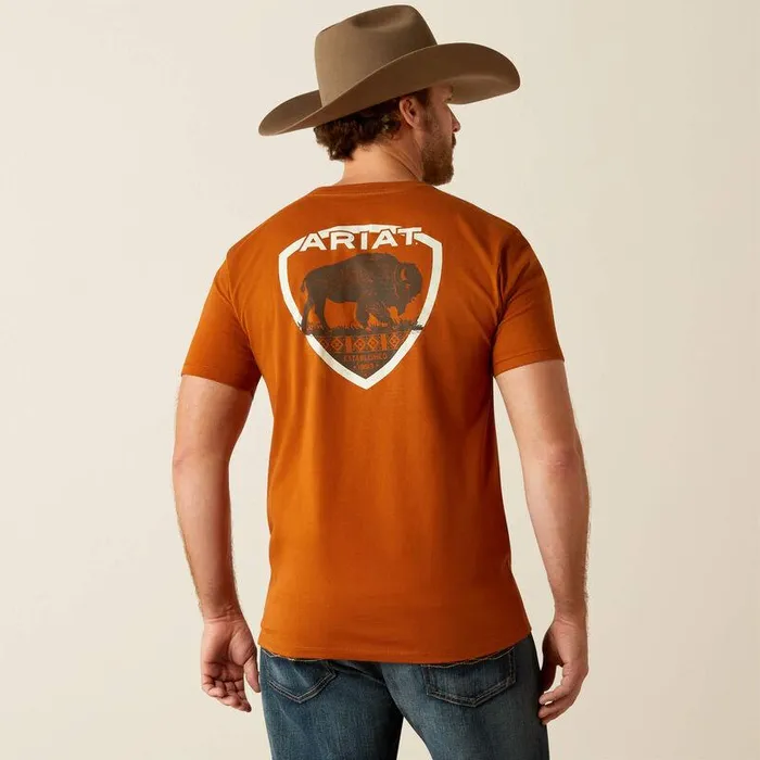 Men TShirts and Polos Ariat Ariat Buffalo West TShirt Burnt Umber