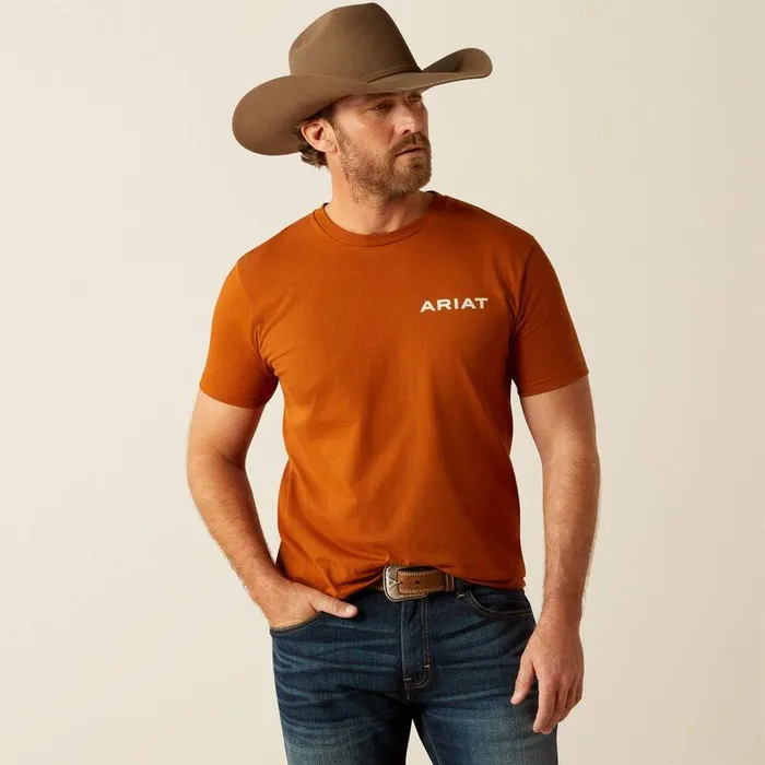 Men TShirts and Polos Ariat Ariat Buffalo West TShirt Burnt Umber