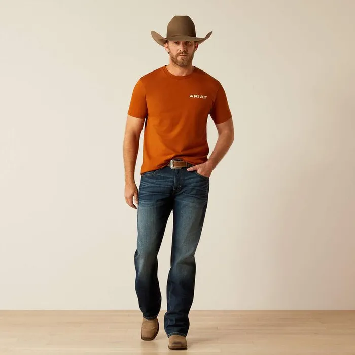 Men TShirts and Polos Ariat Ariat Buffalo West TShirt Burnt Umber