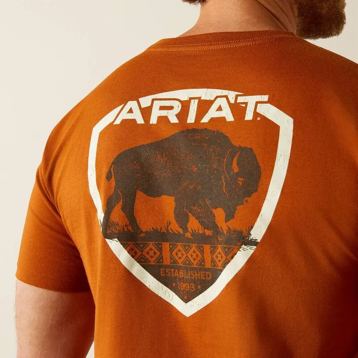 Men TShirts and Polos Ariat Ariat Buffalo West TShirt Burnt Umber