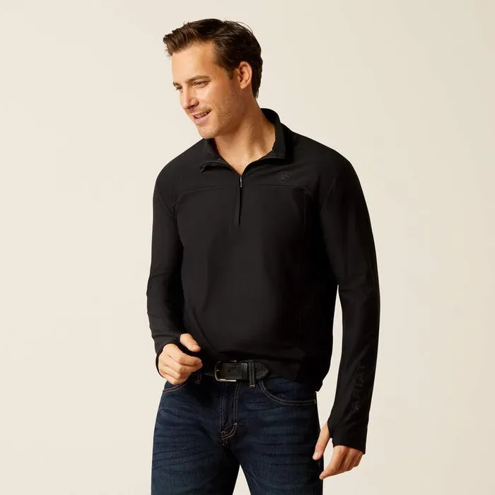 Men TShirts and Polos Ariat Lowell 30 14 Zip Baselayer Black