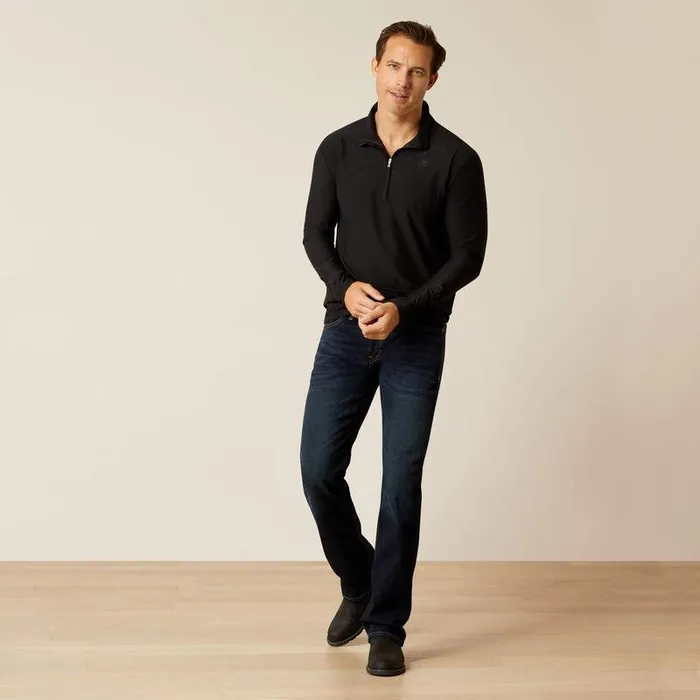Men TShirts and Polos Ariat Lowell 30 14 Zip Baselayer Black