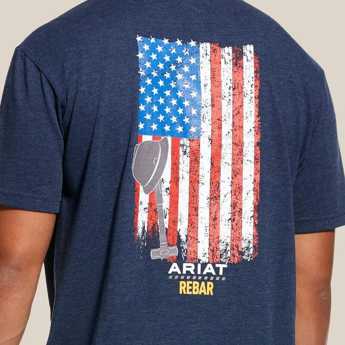 Men TShirts and Polos Ariat Rebar Cotton Strong American Grit Graphic TShirt Navy Heather Men TShirts and Polos Ariat Rebar Cotton Strong American Grit Graphic TShirt Navy Heather