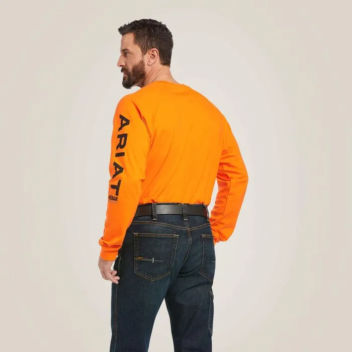 Men TShirts and Polos Ariat Rebar Cotton Strong Graphic TShirt Safety Orangeandblack