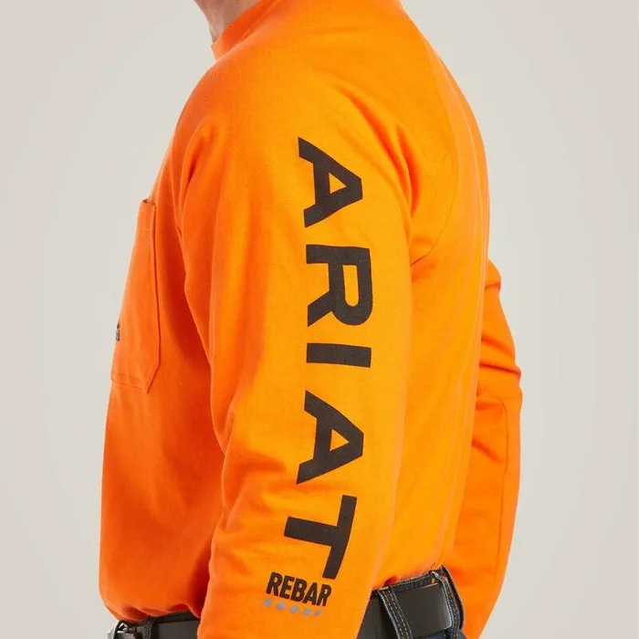 Men TShirts and Polos Ariat Rebar Cotton Strong Graphic TShirt Safety Orangeandblack