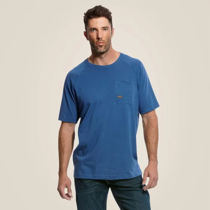 Men TShirts and Polos Ariat Rebar Cotton Strong TShirt Metal Blue